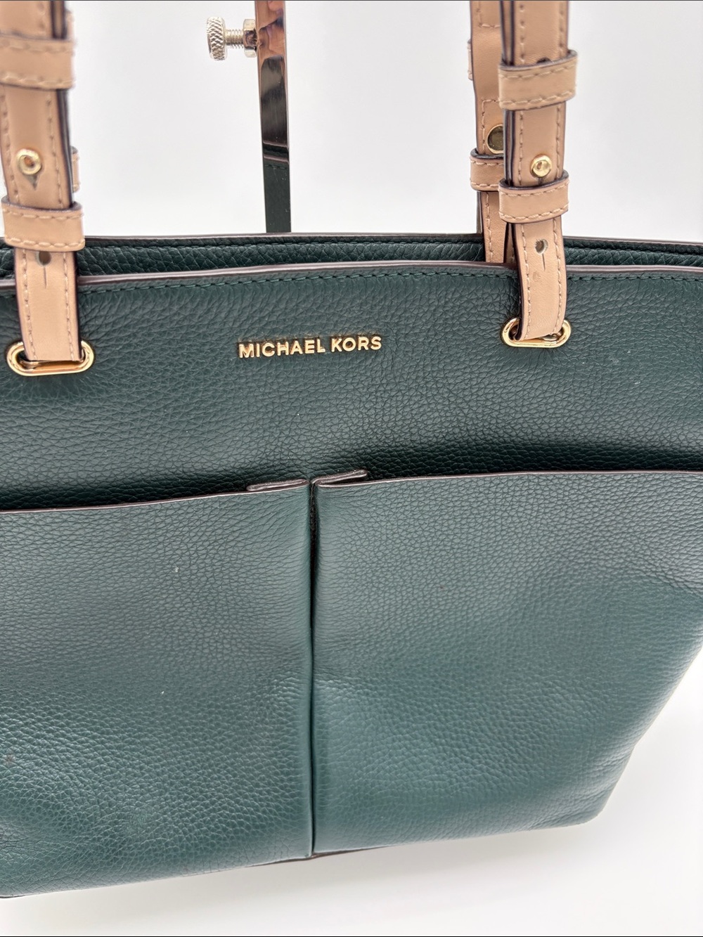 Micheal Kors Bedford Dark Green Pebbled Leather Tote BLEMISH - Picture 2 of 7